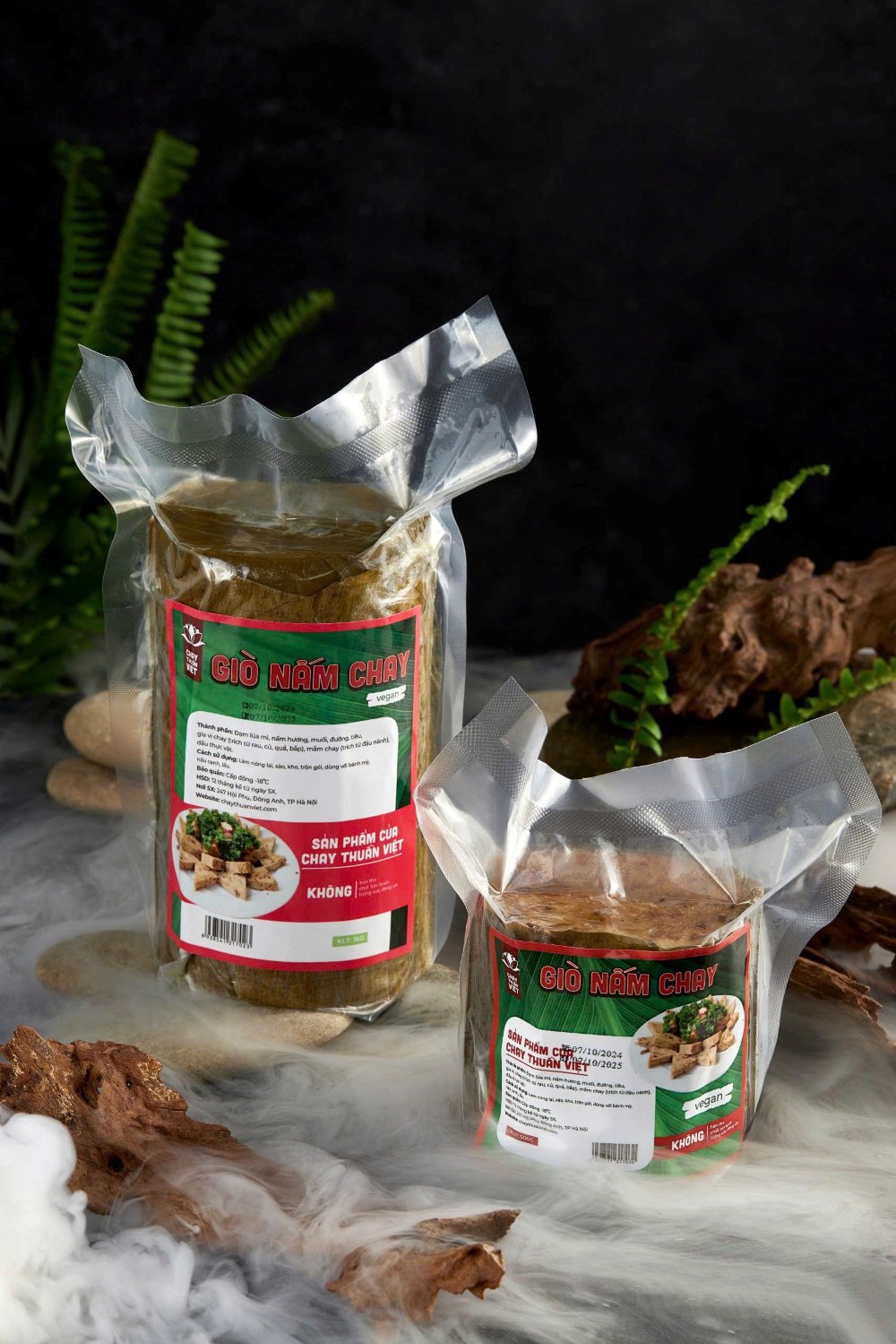 Giò nấm chay gói 1kg và 500g - Chay Thuần Việt